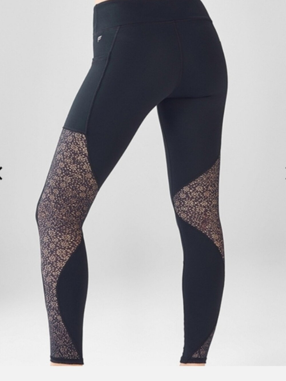 Fabletics Black Mid-Rise Mesh Powerhold® Legging Size Small